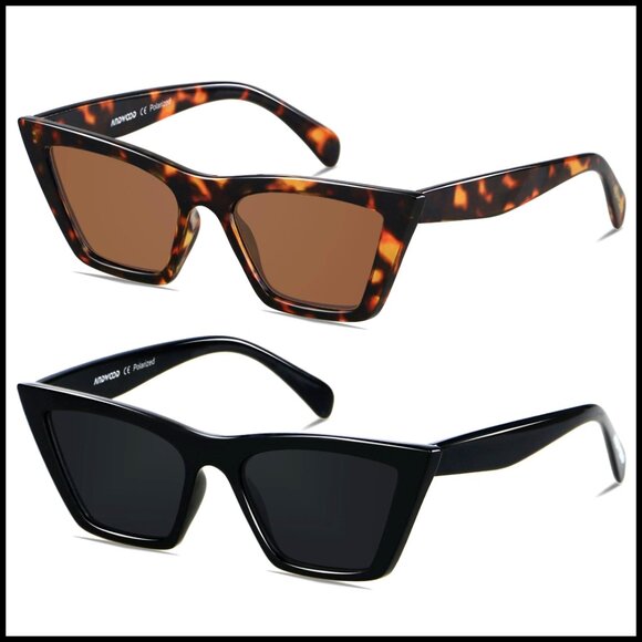 Polarized Cat Eye Sunglasses Vintage Square Retro Oversize Frames main image 4